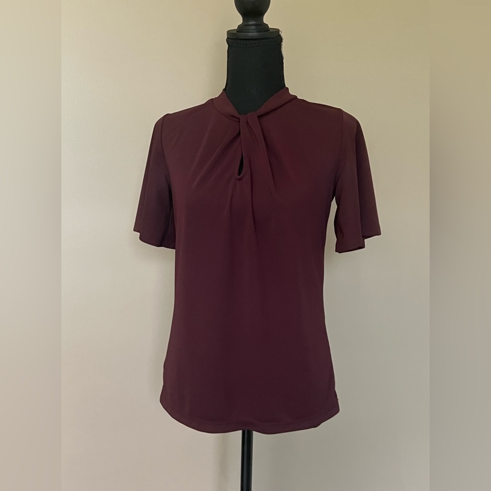 Ann Taylor Flutter Sleeve Blouse with Tie Front